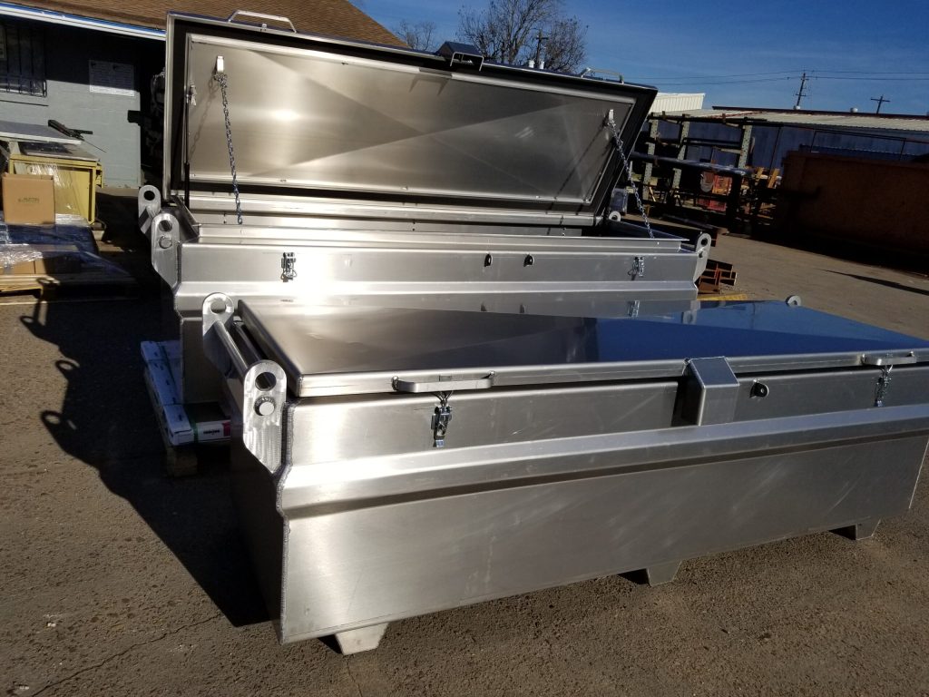 Custom aluminum job box built through VICO Manufacturing's sheet metal fabrication process